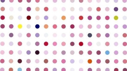 Polka dot pattern artwork reminiscent of Damien Hirst at Moco Museum Amsterdam.