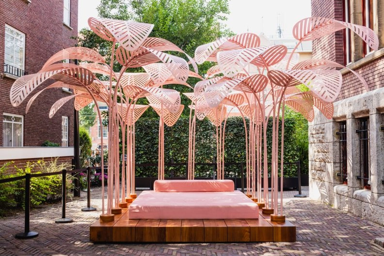 Marc Ange Le Refuge pink installation at Moco Museum